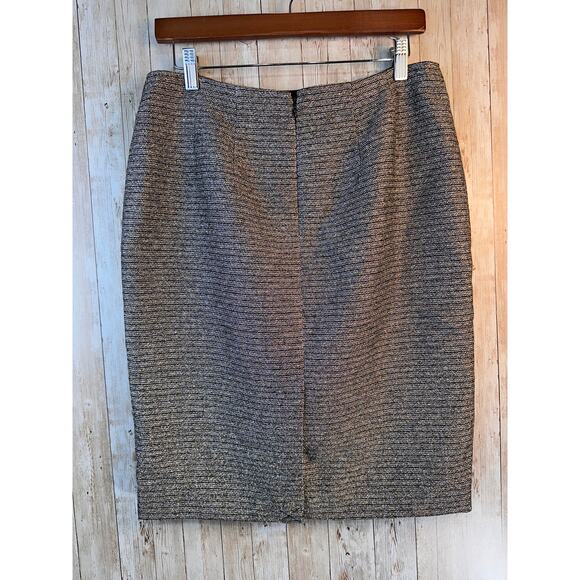 Calvin‎ Klein Skirt Suit 8 Gray Metallic Black Colorblock Ribbed Stretch Lined - Picture 5 of 16